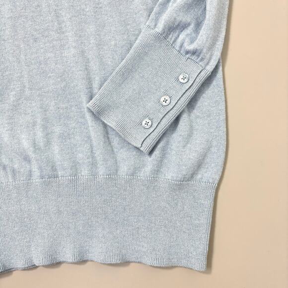 Halogen Button Cuff Crewneck Knit Sweater In Clear Blue Sky - Picture 5 of 8